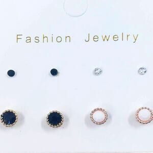 5/15 NWT 4 pair of shades of black and white hypoallergenic stud earrings